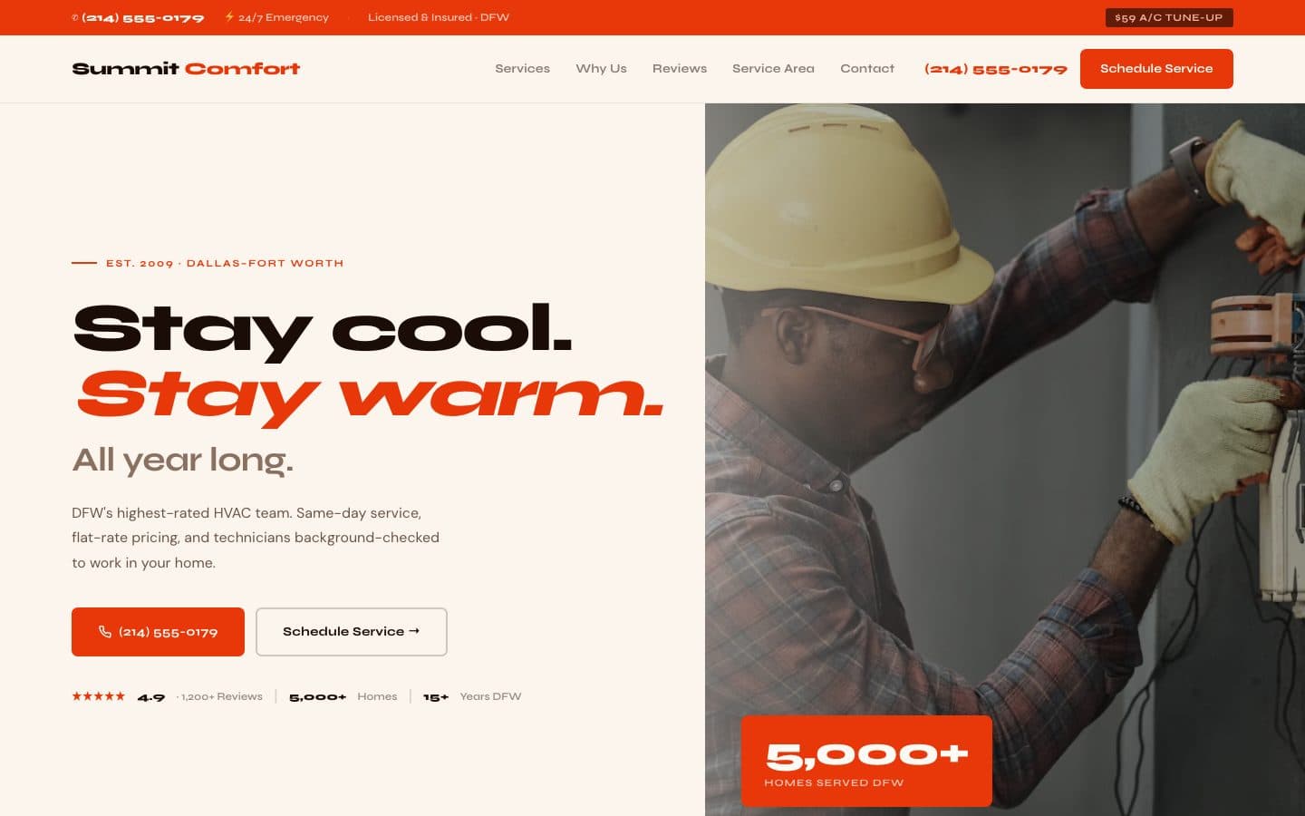 Summit Comfort — HVAC · home services website designed and built by Wefside