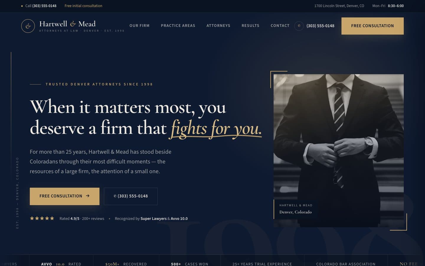 Hartwell & Mead — Law firm · multi-page website designed and built by Wefside
